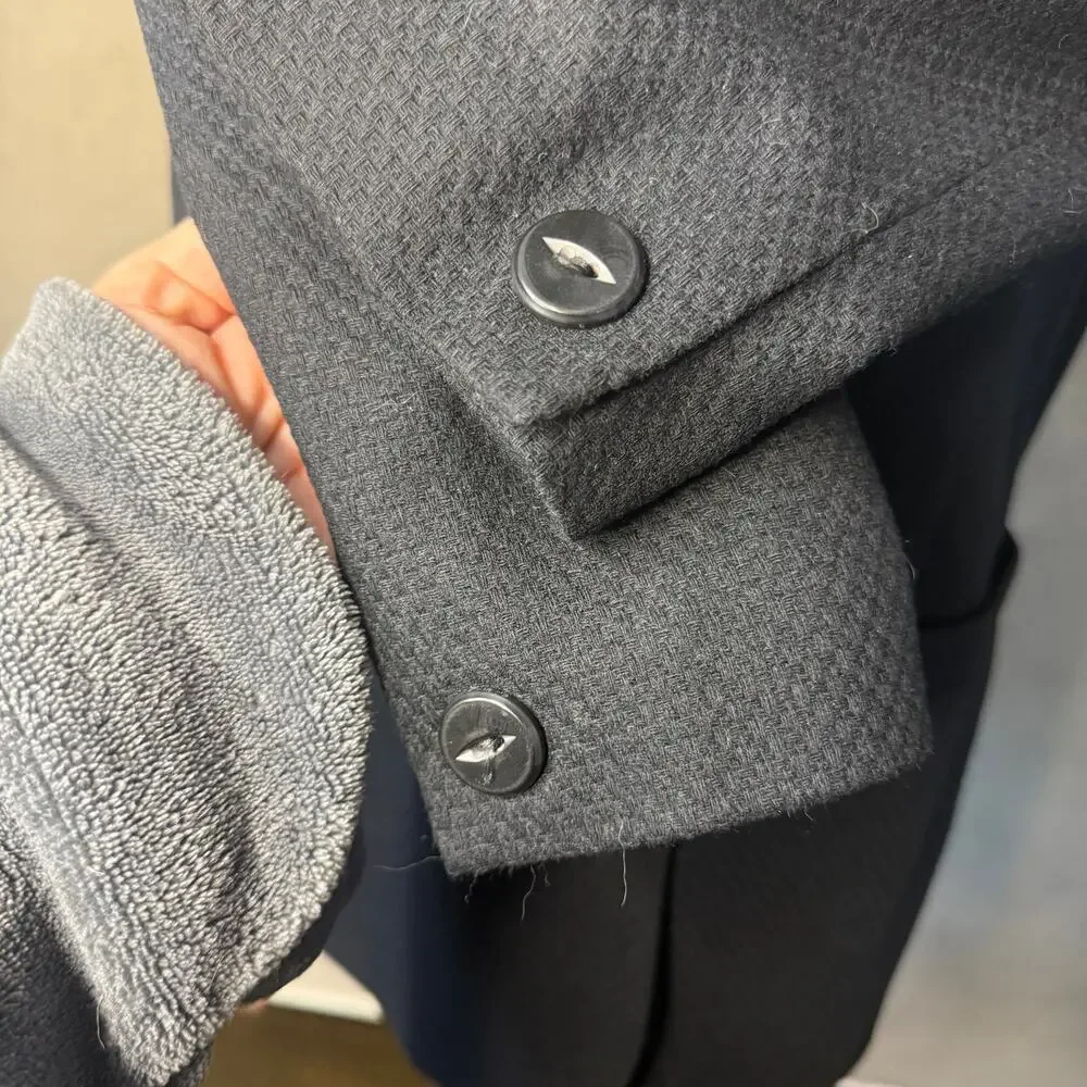 Vintage Lord & Taylor Black Textured Wool Blazer 90s Power Suit Jacket 16W